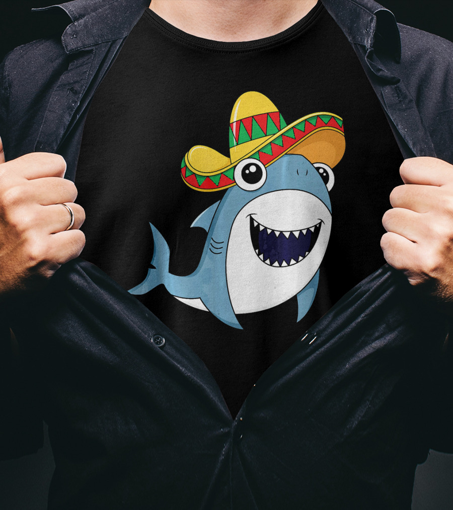 Kids Cinco De Mayo Sombrero Shark Boys Me T-Shirt