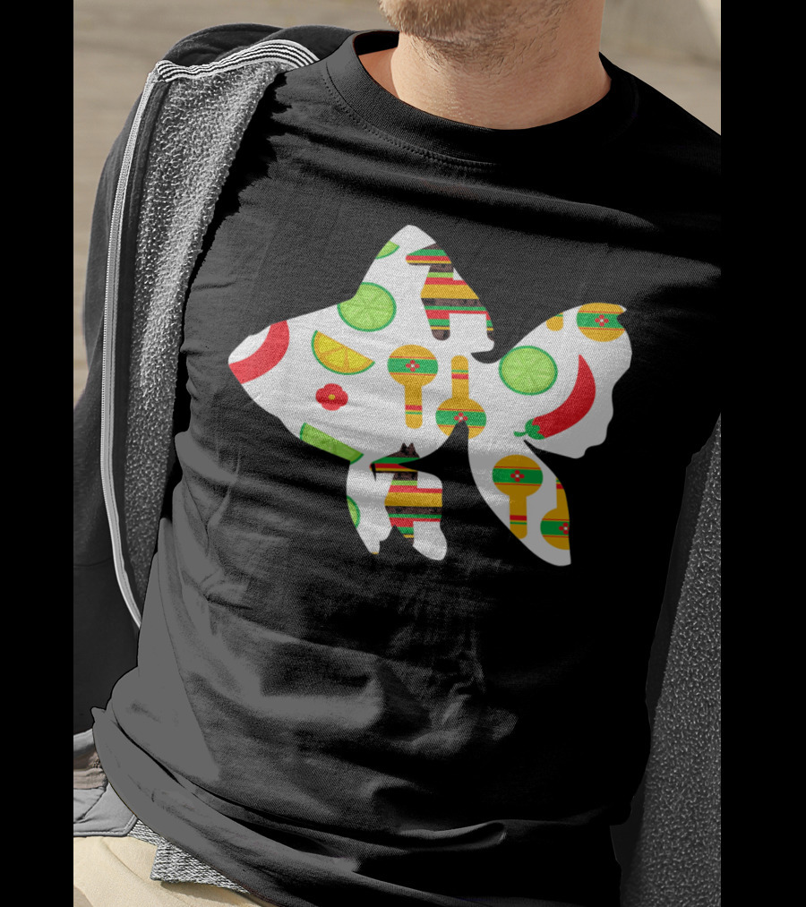 Funny Fish With Cinco De Mayo Maracas And Chili Peppers T-Shirt