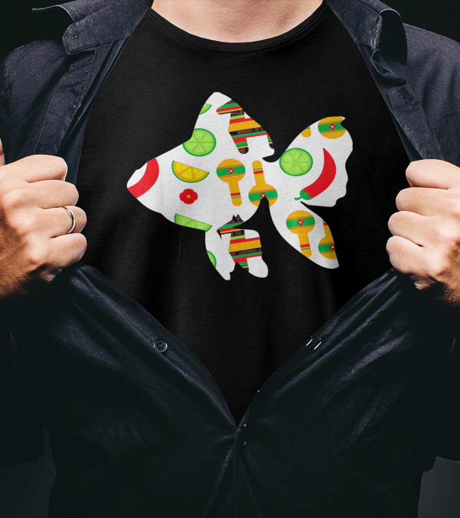 Funny Fish With Cinco De Mayo Maracas And Chili Peppers T-Shirt