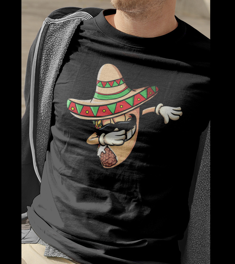 Funny Dabbing Taco Cinco De Mayo Fiesta Sombrero T-Shirt