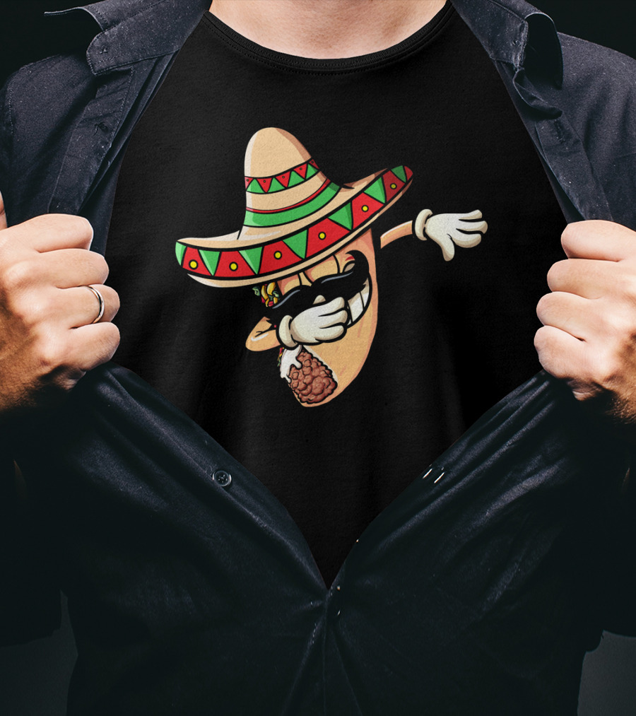 Funny Dabbing Taco Cinco De Mayo Fiesta Sombrero T-Shirt