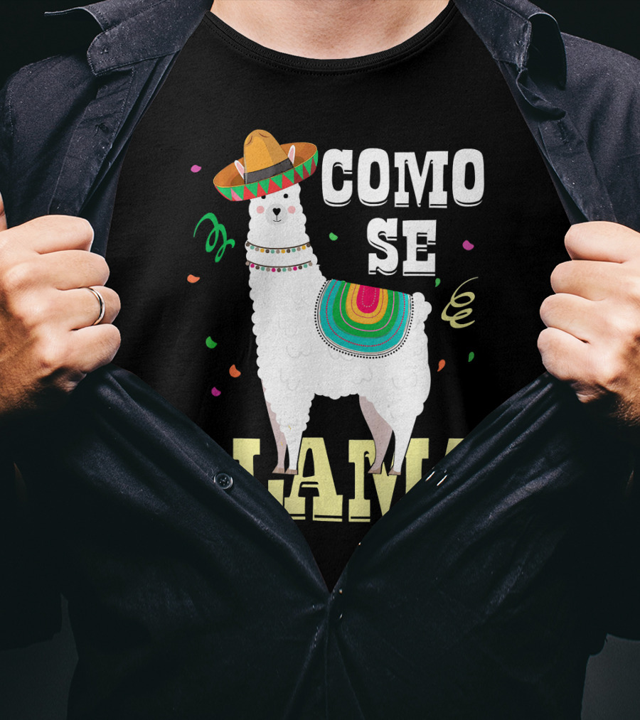 COMO SE LLAMA Cinco De Mayo Llama With Sombrero And Festive Colors T-Shirt