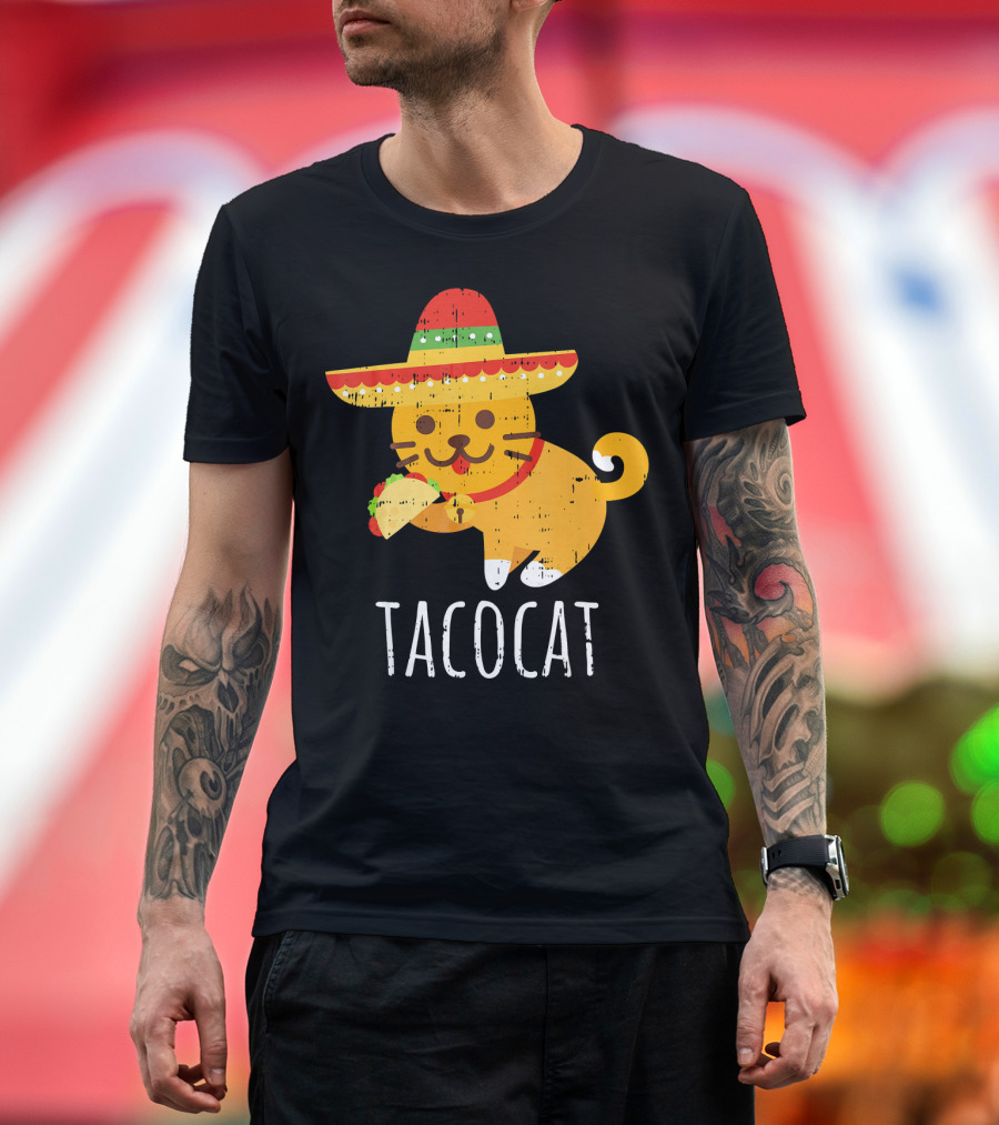 Tacocat Sombrero Taco Cat Funny Mexican Cinco De Mayo T-Shirt