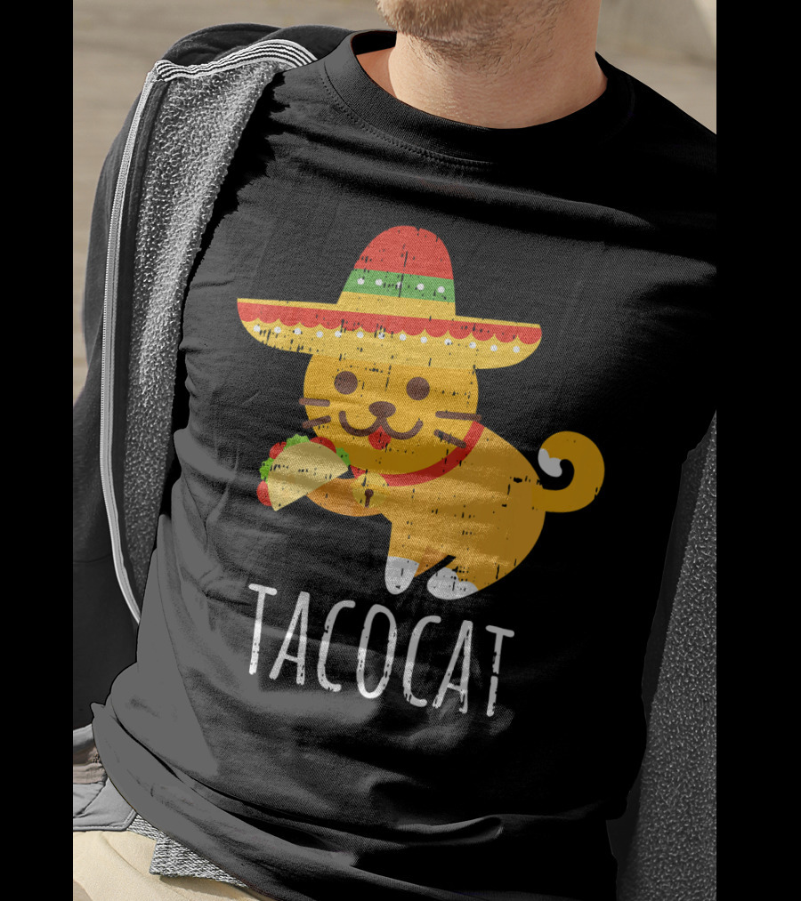 Tacocat Sombrero Taco Cat Funny Mexican Cinco De Mayo T-Shirt