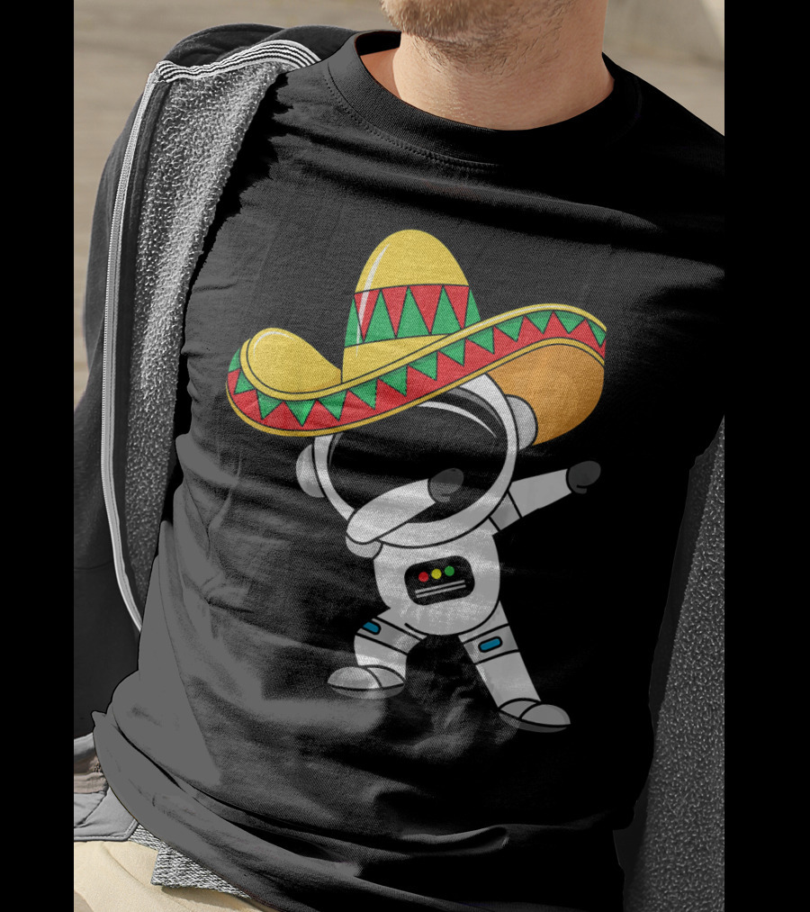 Kids Cinco De Mayo Astronaut Sombrero Dabbing T-Shirt