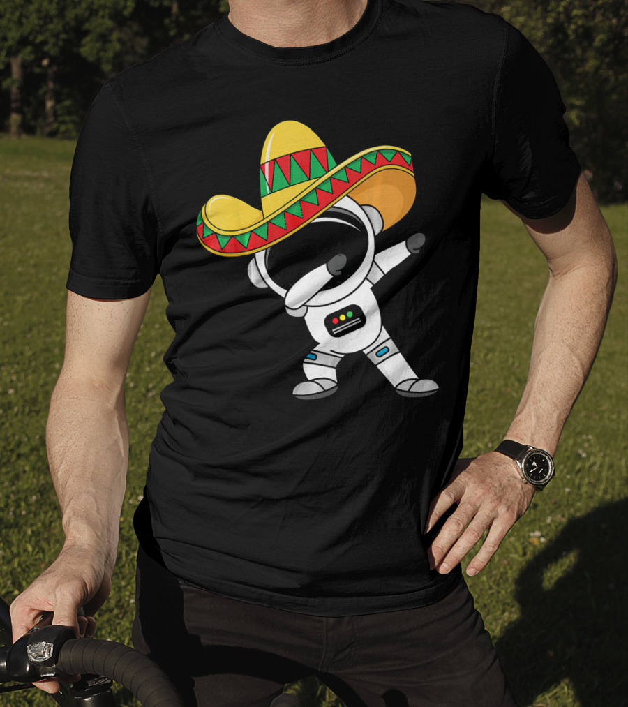 Kids Cinco De Mayo Astronaut Sombrero Dabbing T-Shirt