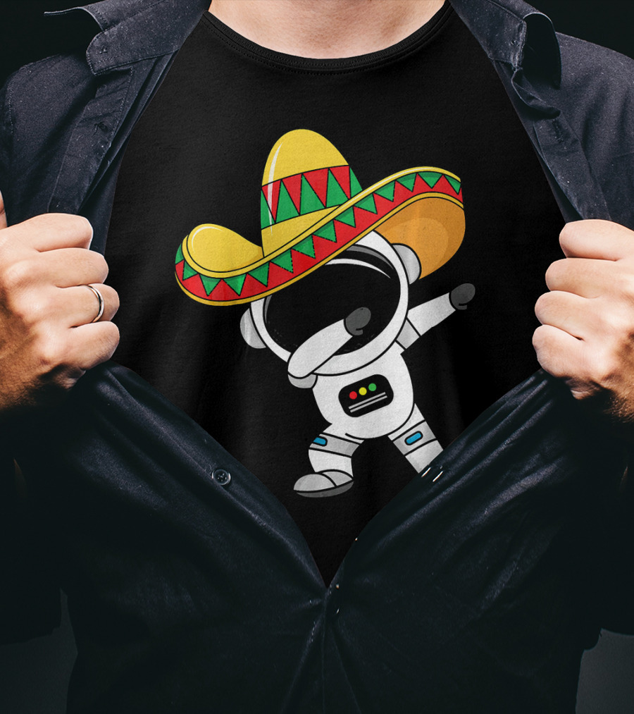 Kids Cinco De Mayo Astronaut Sombrero Dabbing T-Shirt