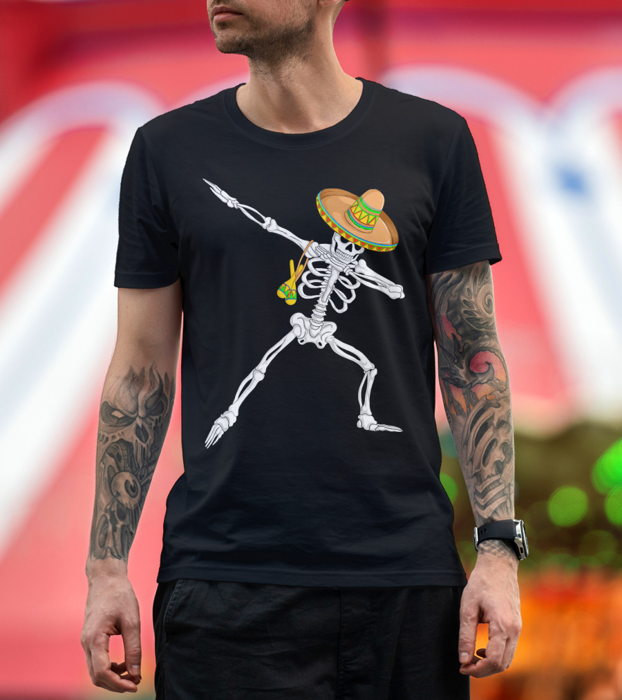 Cinco De Mayo Dabbing Skeleton Sombrero Dance T-Shirt