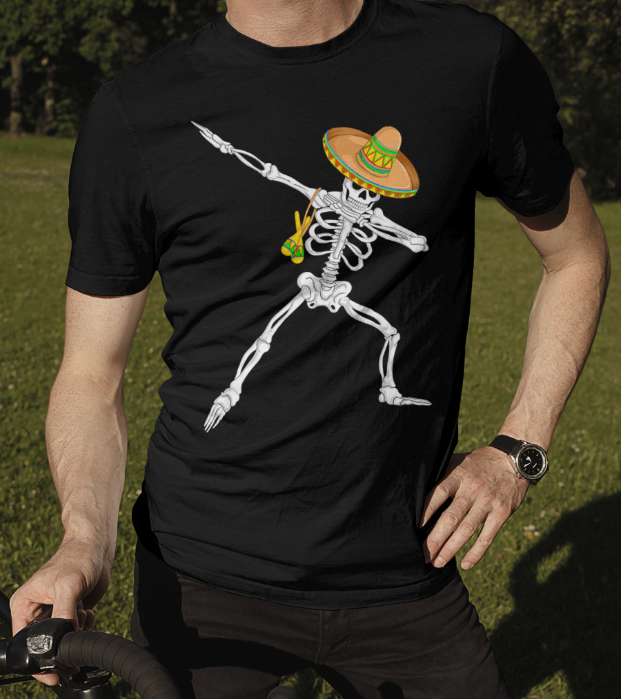 Cinco De Mayo Dabbing Skeleton Sombrero Dance T-Shirt
