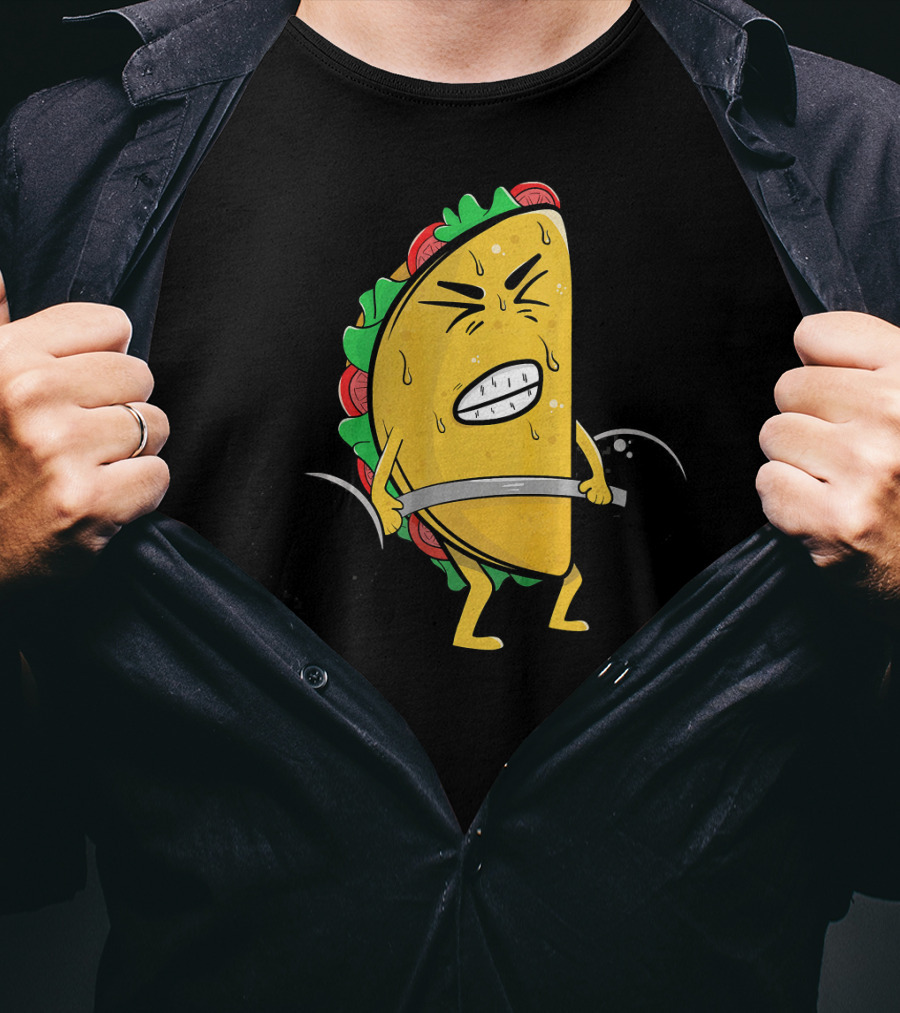 Funny Spanish Weightlifting Taco With Determined Expression T-Shirt