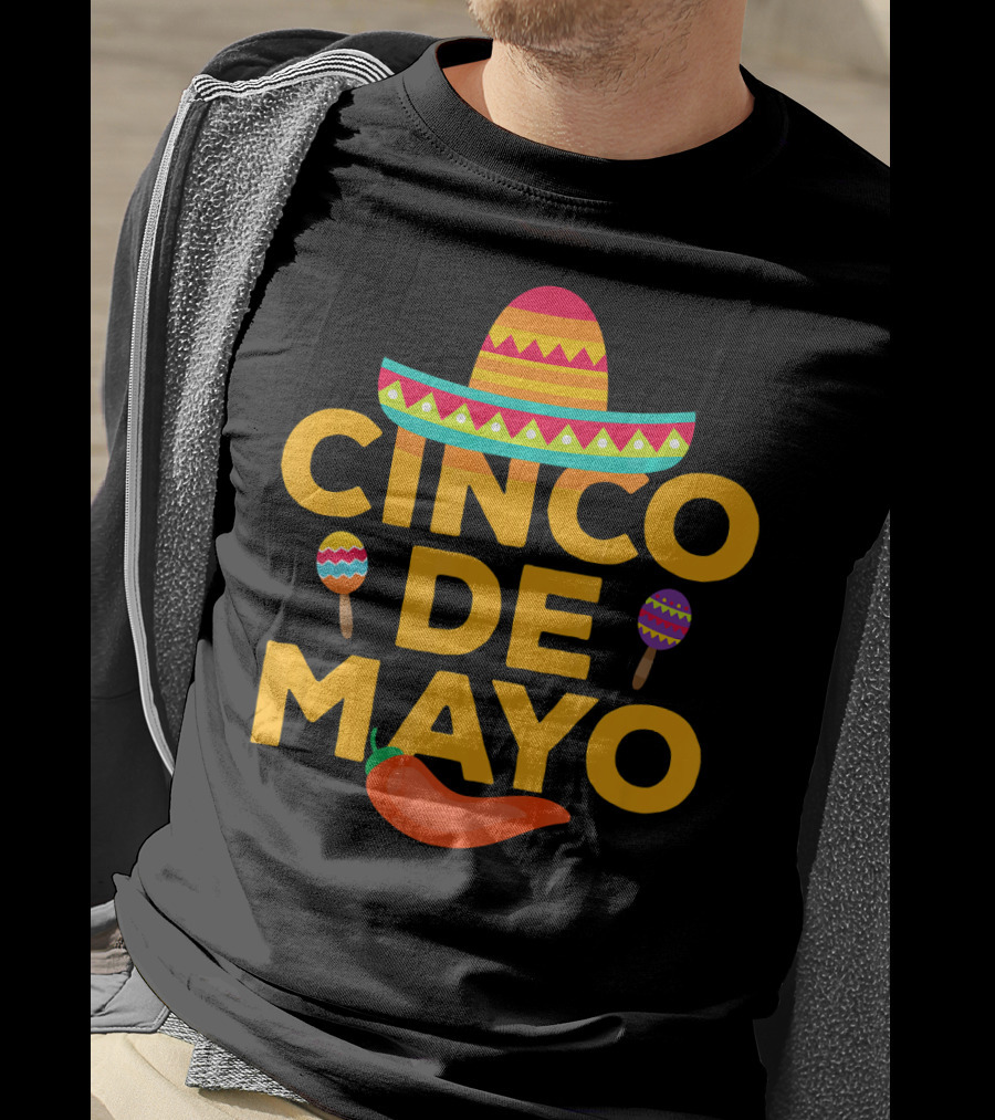 Cinco De Mayo Sombrero Maracas Pepper T-Shirt