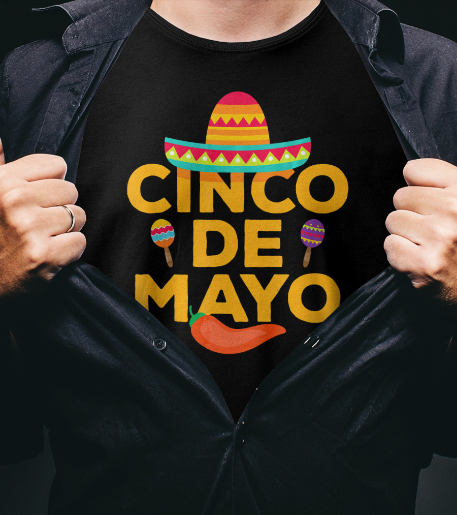 Cinco De Mayo Sombrero Maracas Pepper T-Shirt
