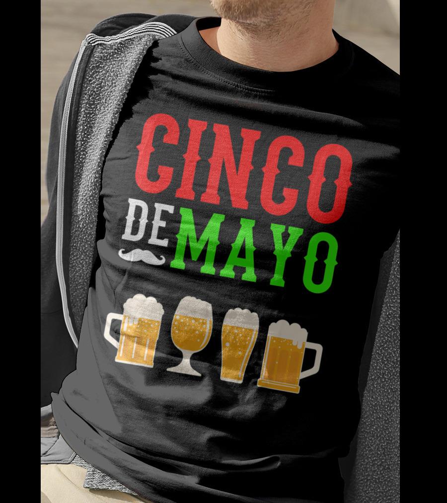 Cinco De Mayo Beer Glasses Funny Mexico T-Shirt