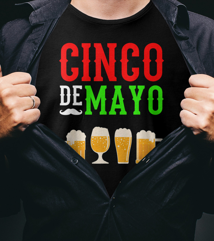 Cinco De Mayo Beer Glasses Funny Mexico T-Shirt