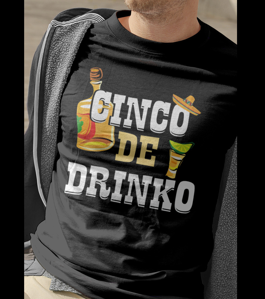 Cinco De Drinko Mexican Funny Sombrero Bottle Lime T-Shirt