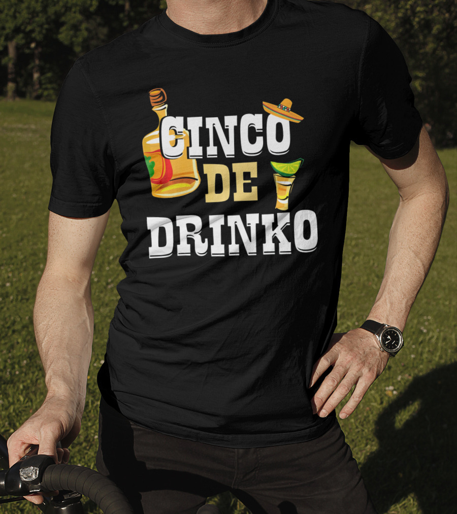 Cinco De Drinko Mexican Funny Sombrero Bottle Lime T-Shirt