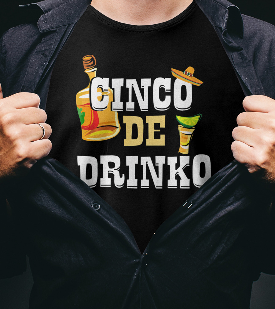 Cinco De Drinko Mexican Funny Sombrero Bottle Lime T-Shirt