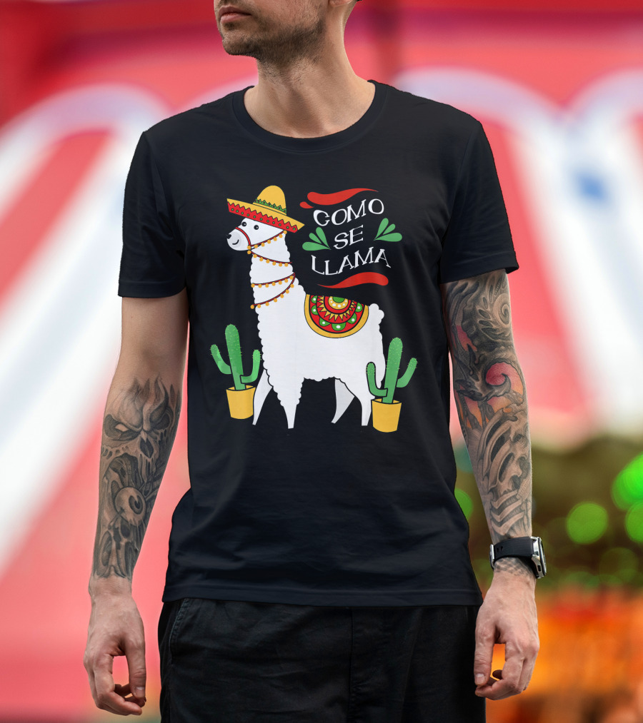 Como Se Llama Cactus Cute Llama with Sombrero Cinco De Mayo T-Shirt