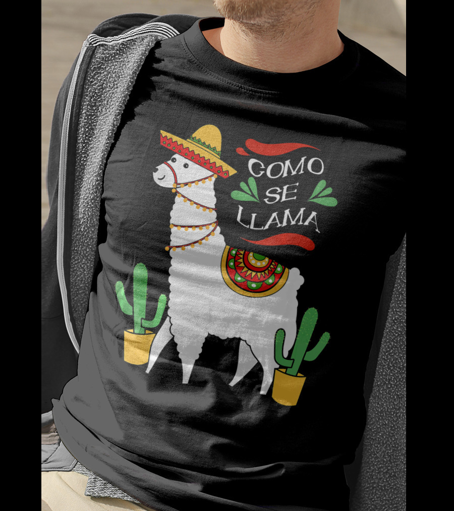 Como Se Llama Cactus Cute Llama With Sombrero Cinco De Mayo T-Shirt