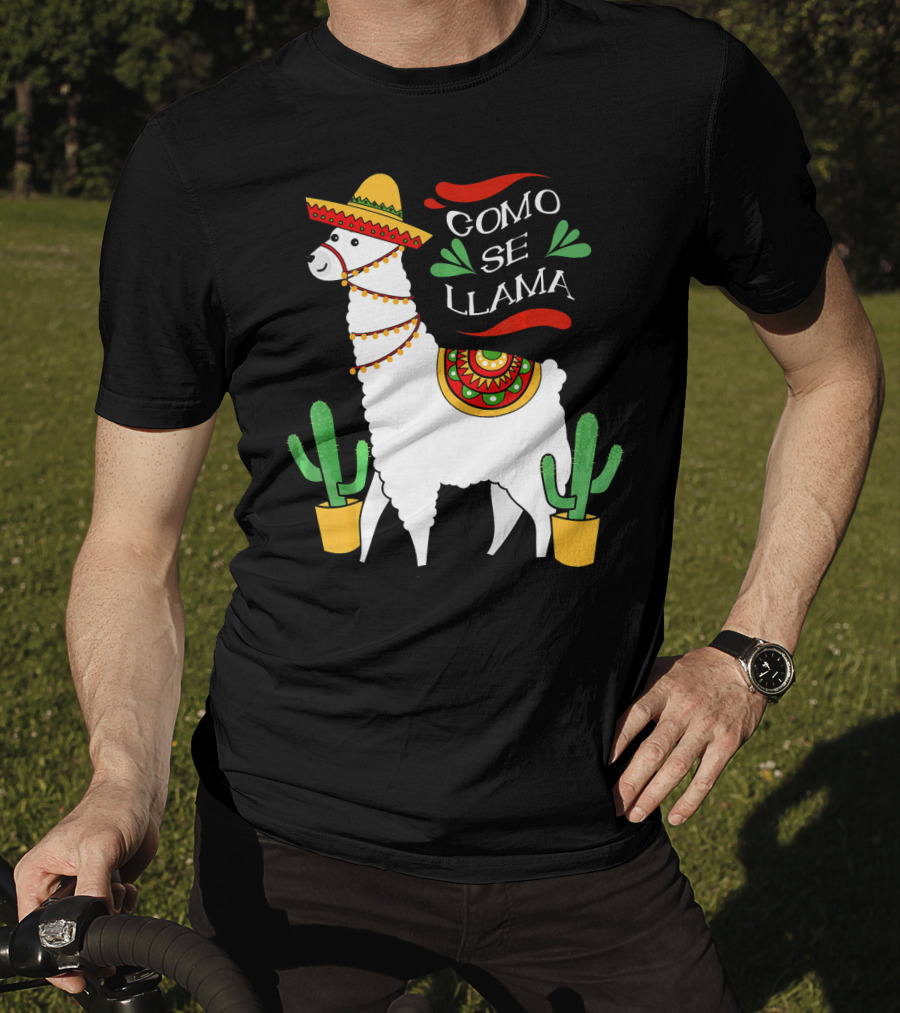 Como Se Llama Cactus Cute Llama With Sombrero Cinco De Mayo T-Shirt