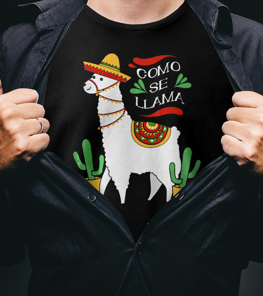 Como Se Llama Cactus Cute Llama With Sombrero Cinco De Mayo T-Shirt