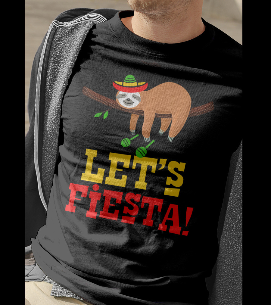 Let's Fiesta Cinco De Mayo Sloth Sombrero T-Shirt
