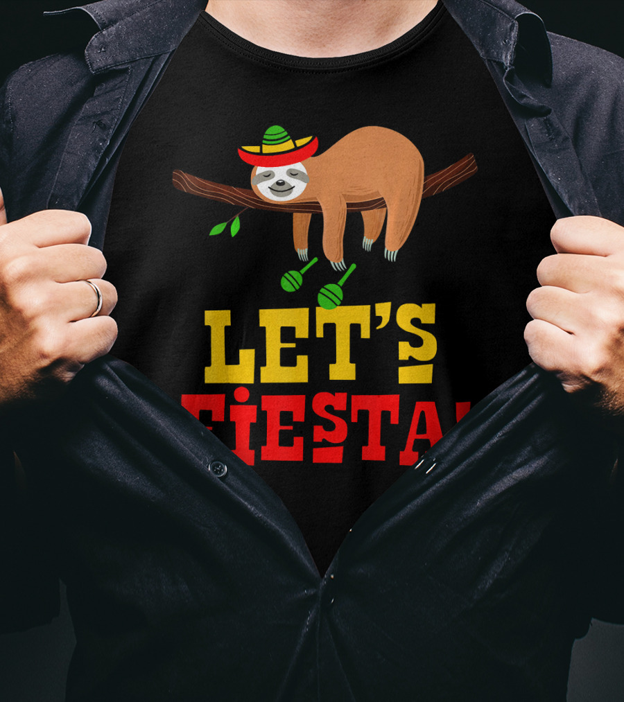 Let's Fiesta Cinco De Mayo Sloth Sombrero T-Shirt