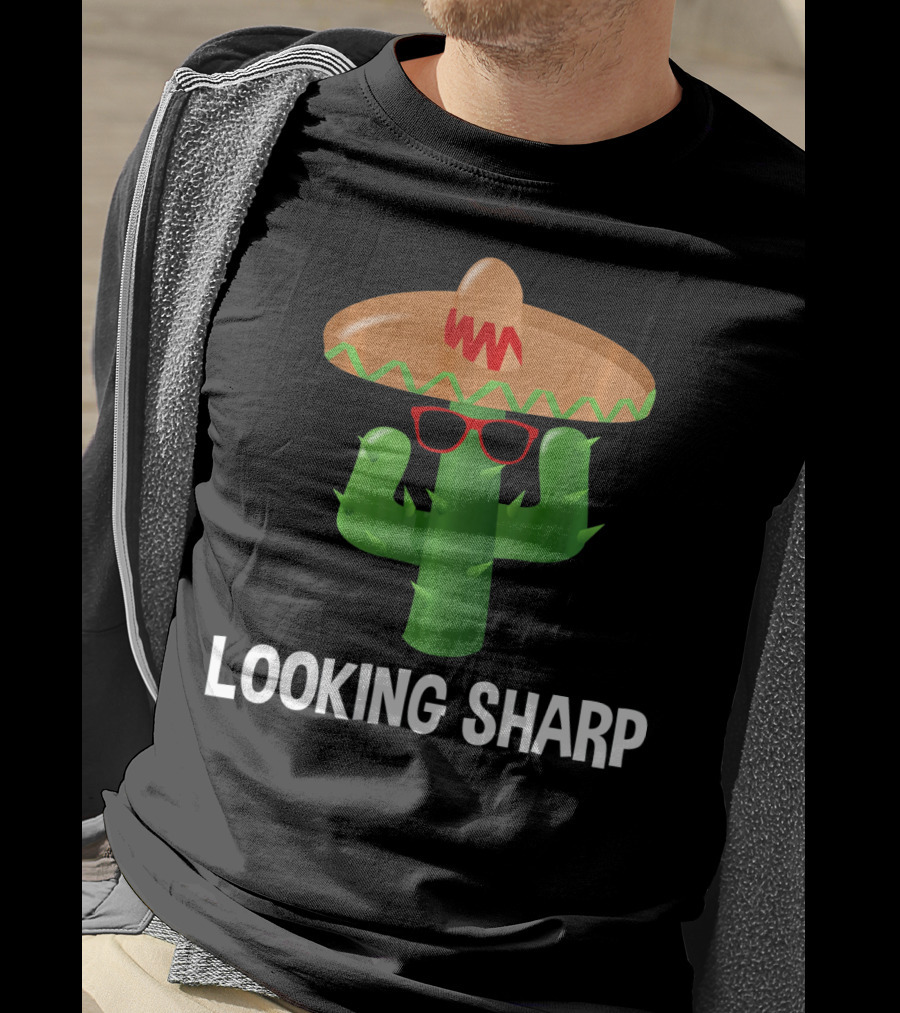 Looking Sharp Cactus Wearing Sombrero And Sunglasses T-Shirt