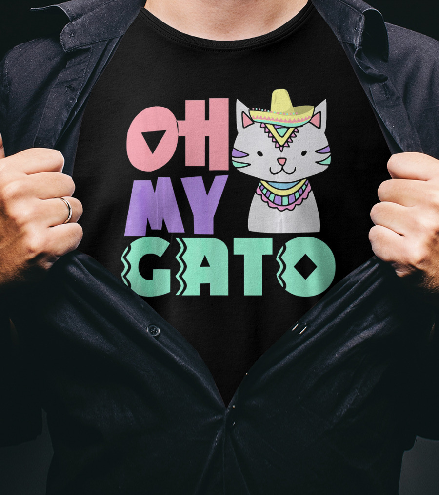 Oh My Gato Cinco De Mayo Cat Sombrero And Poncho T-Shirt