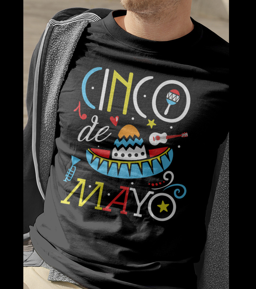 Cinco De Mayo Party Sombrero Maraca Guitar T-Shirt
