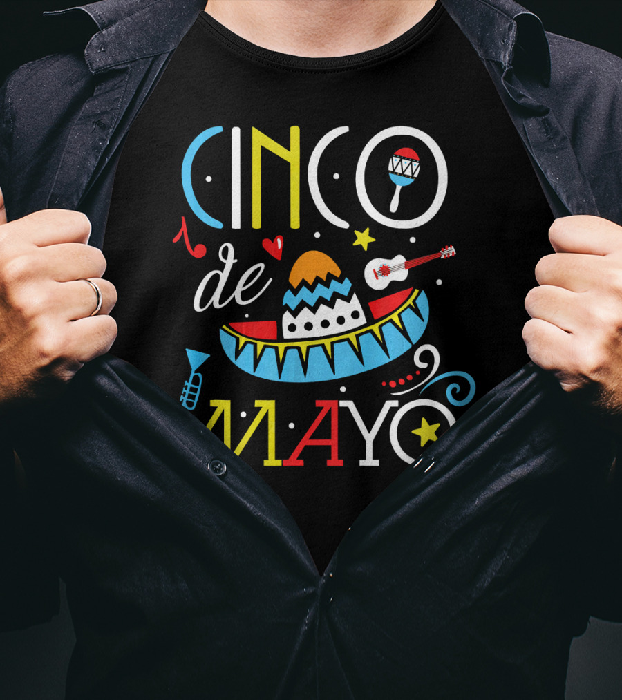 Cinco De Mayo Party Sombrero Maraca Guitar T-Shirt