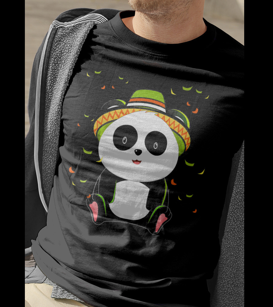 Cute Panda Bear With Sombrero For Cinco De Mayo 5th Of May T-Shirt
