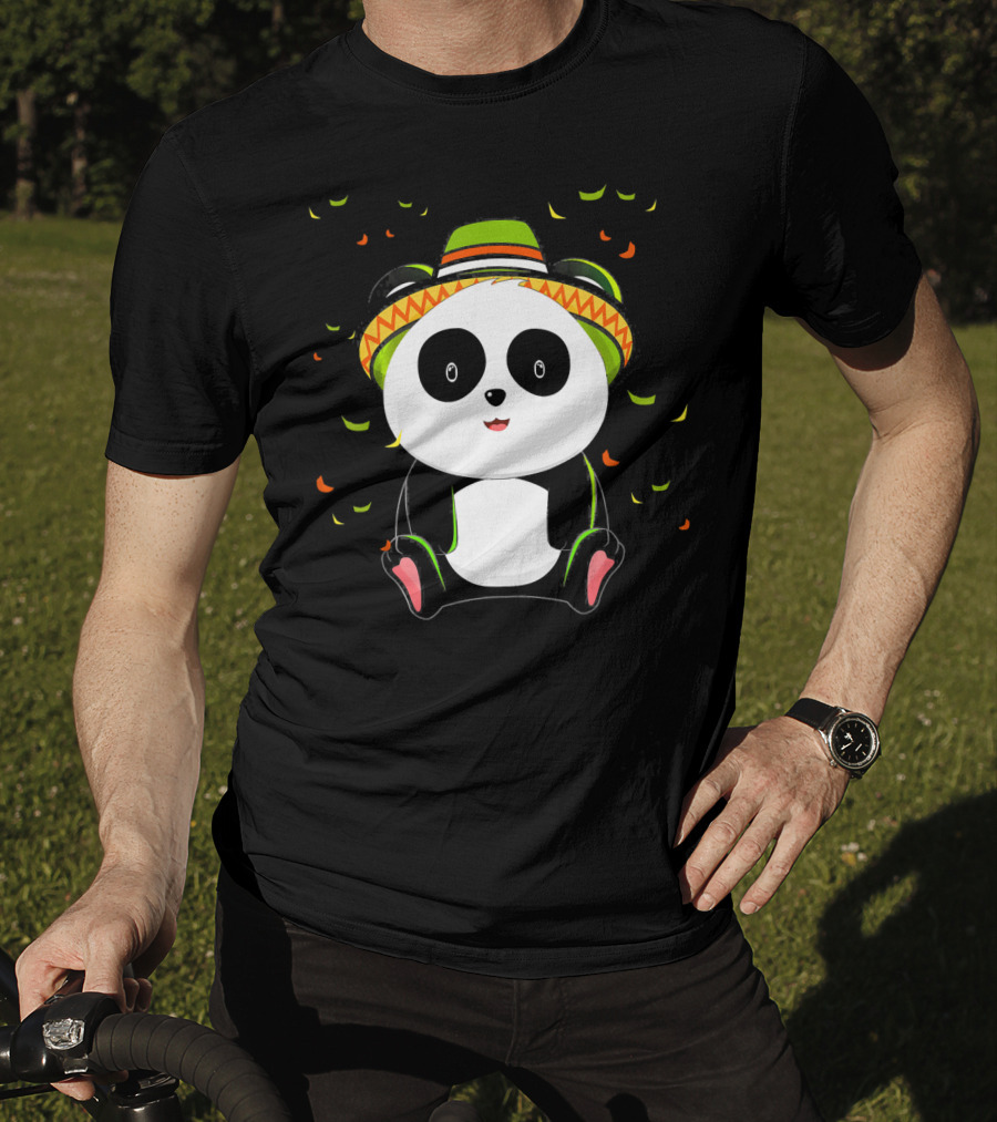 Cute Panda Bear With Sombrero For Cinco De Mayo 5th Of May T-Shirt