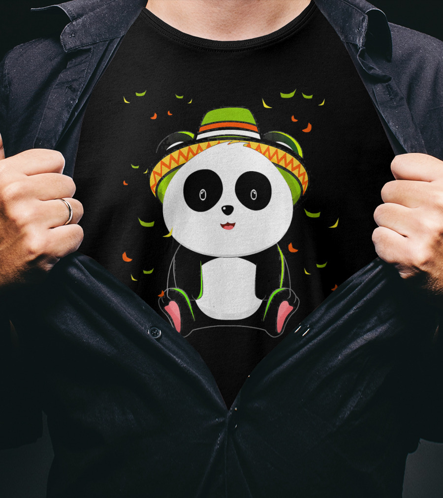 Cute Panda Bear With Sombrero For Cinco De Mayo 5th Of May T-Shirt