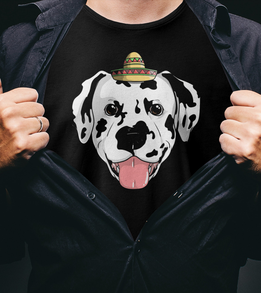 Dalmatian Dog Sombrero Fiesta Cinco De Mayo Fun T-Shirt
