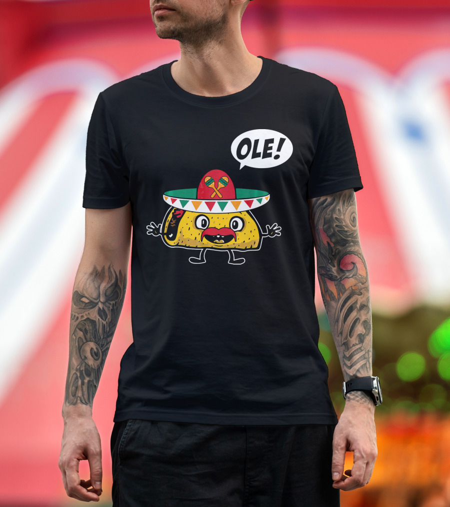 Ole Funny Taco with Sombrero for Cinco De Mayo T-Shirt