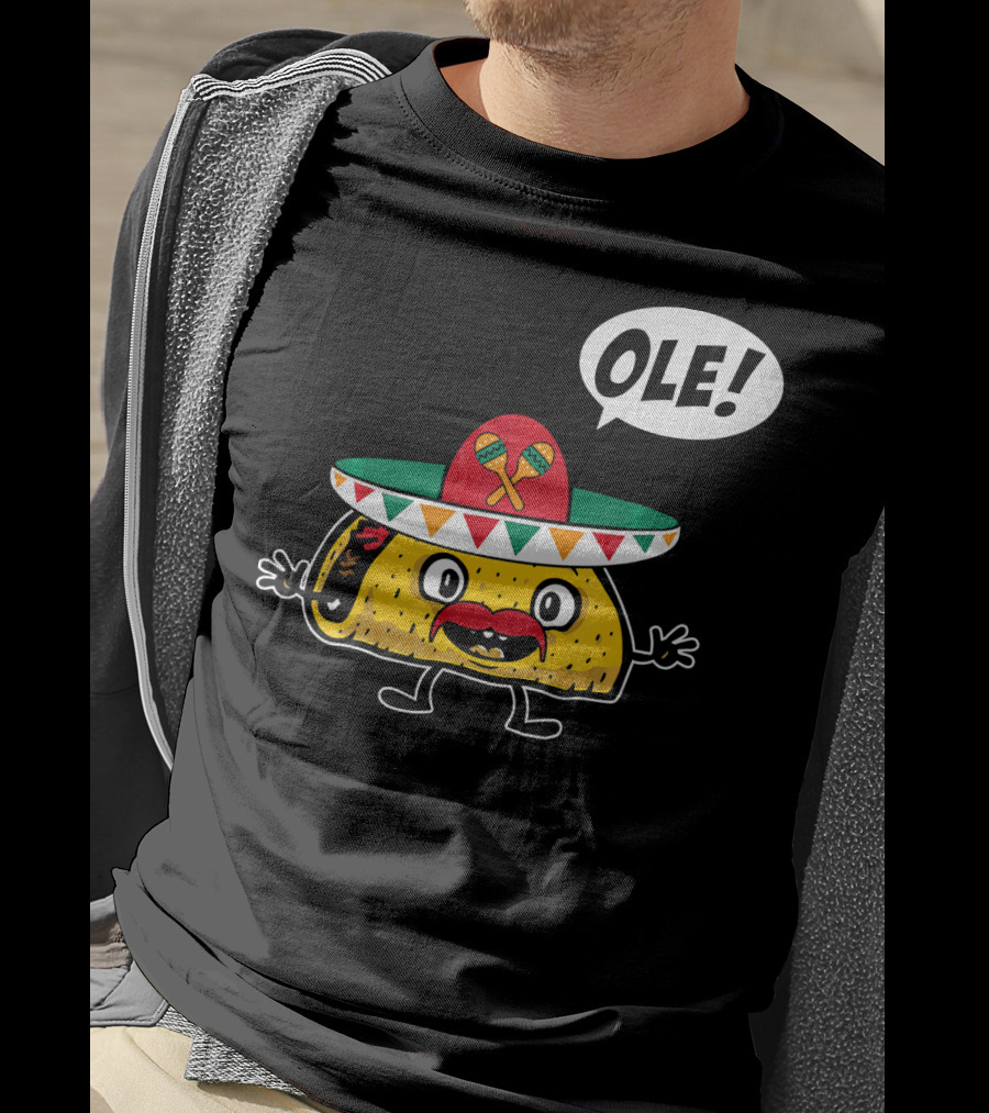Ole Funny Taco With Sombrero For Cinco De Mayo T-Shirt