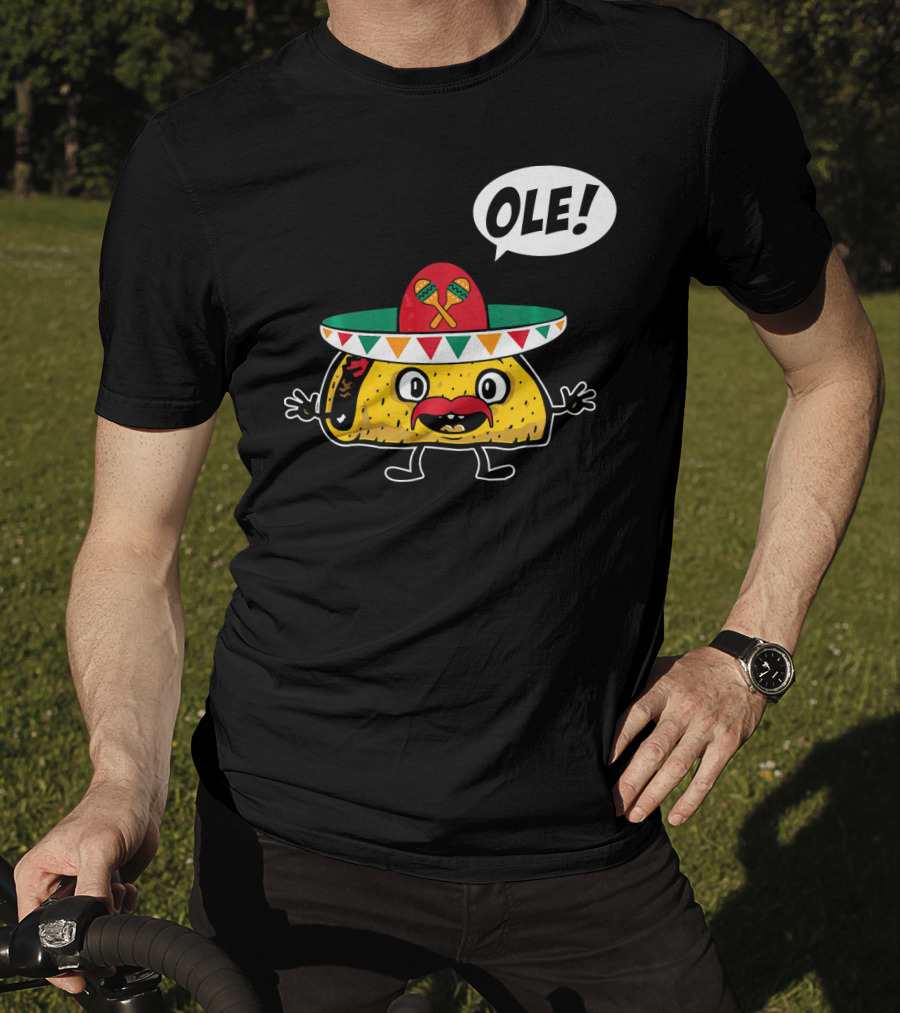 Ole Funny Taco With Sombrero For Cinco De Mayo T-Shirt