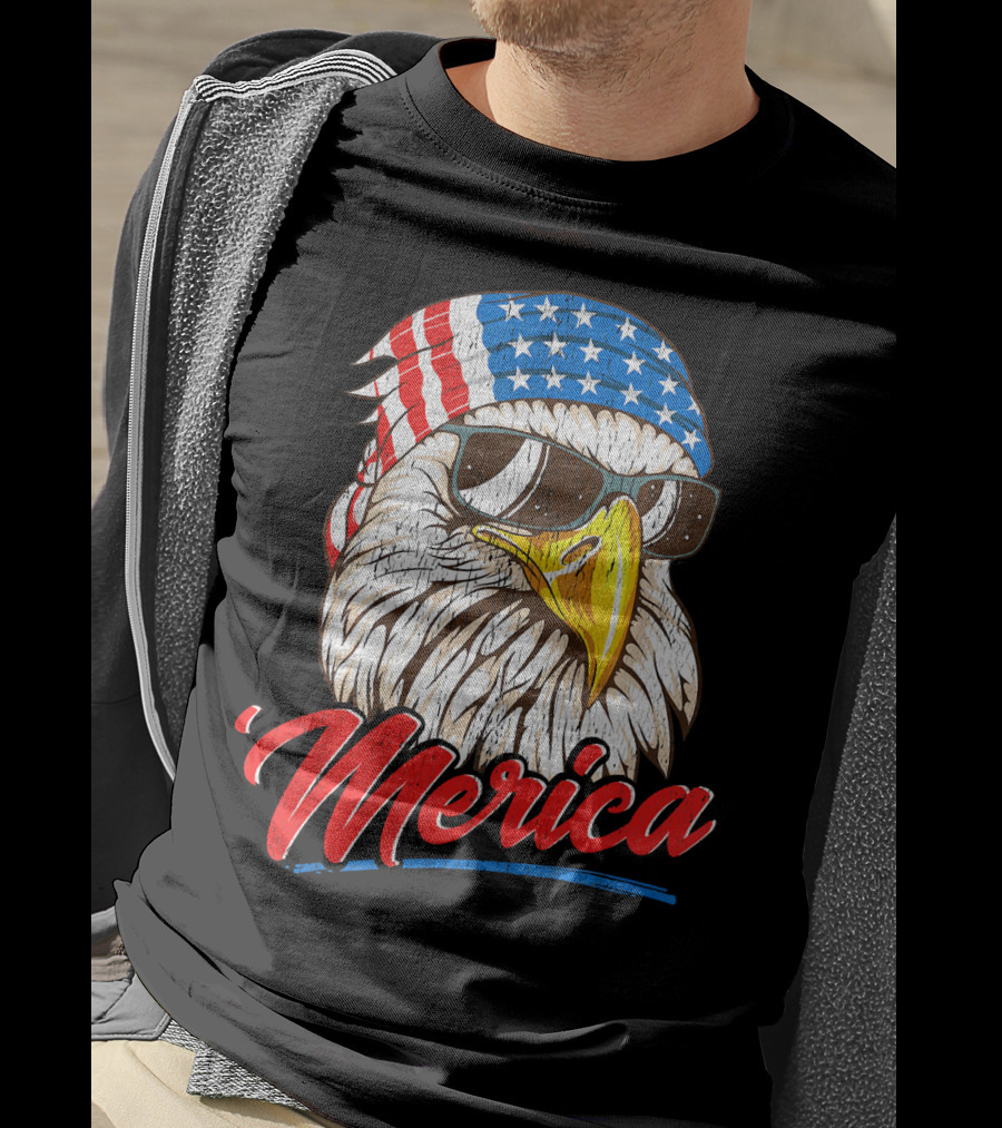 Merica Bald Eagle 80s Mullet Eagle Ameri T-Shirt