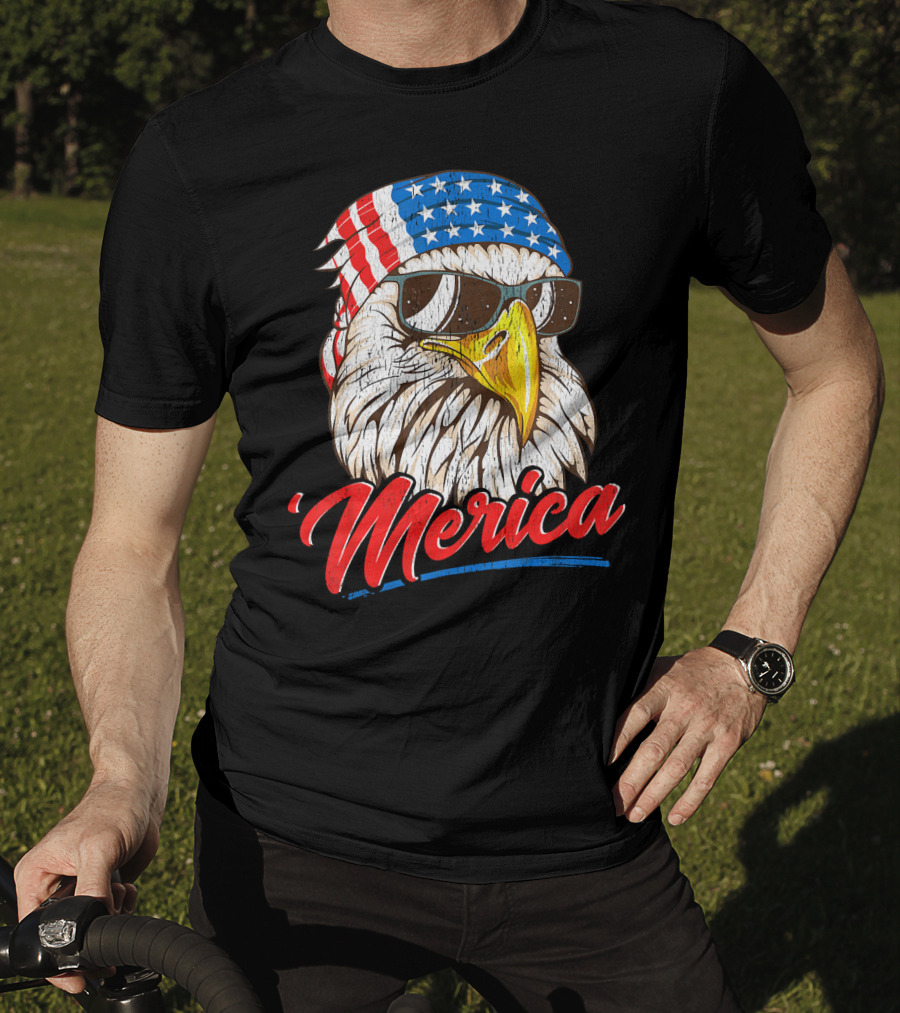 Merica Bald Eagle 80s Mullet Eagle Ameri T-Shirt