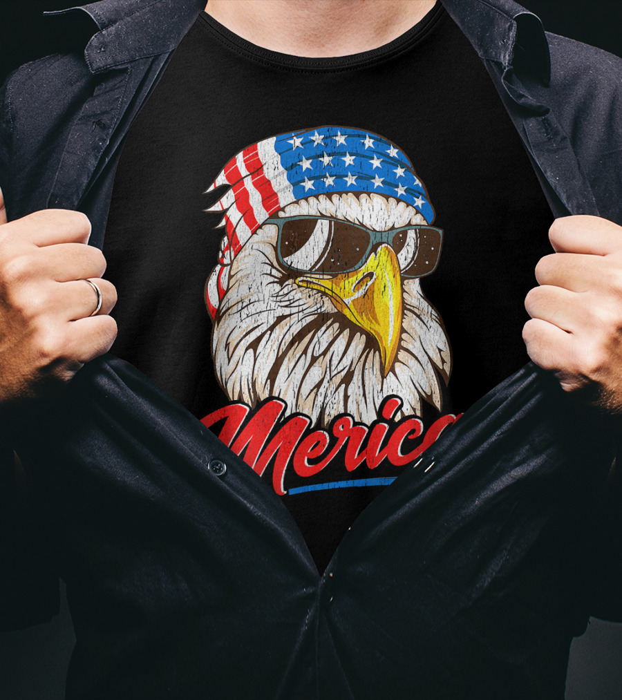 Merica Bald Eagle 80s Mullet Eagle Ameri T-Shirt