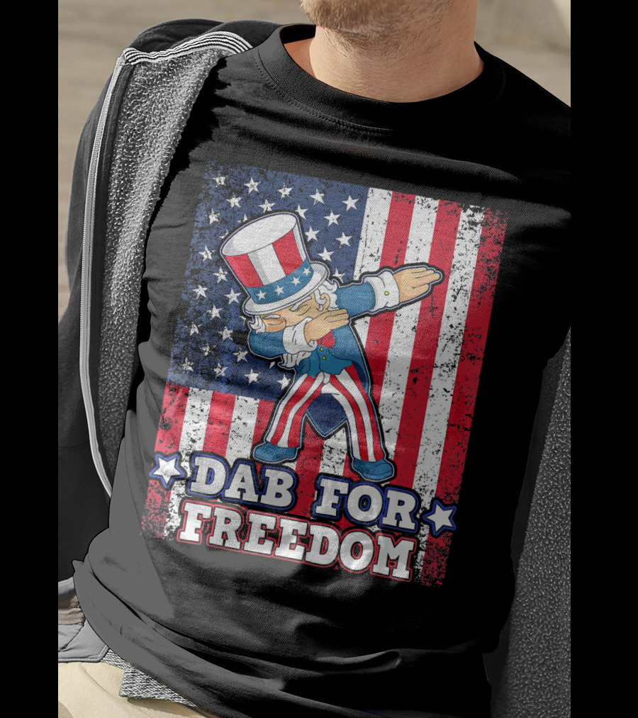 Uncle Sam Dabbing Dab For Freedom Patriotic Flag T-Shirt