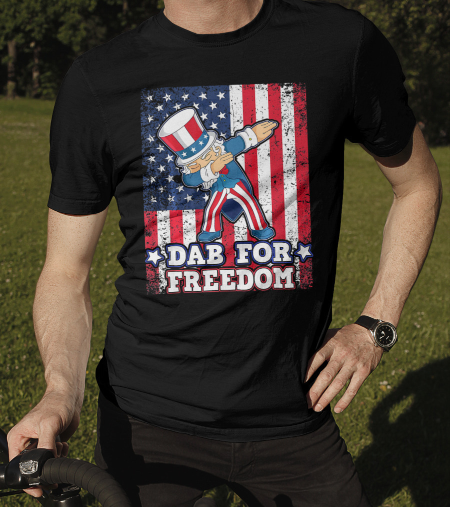 Uncle Sam Dabbing Dab For Freedom Patriotic Flag T-Shirt