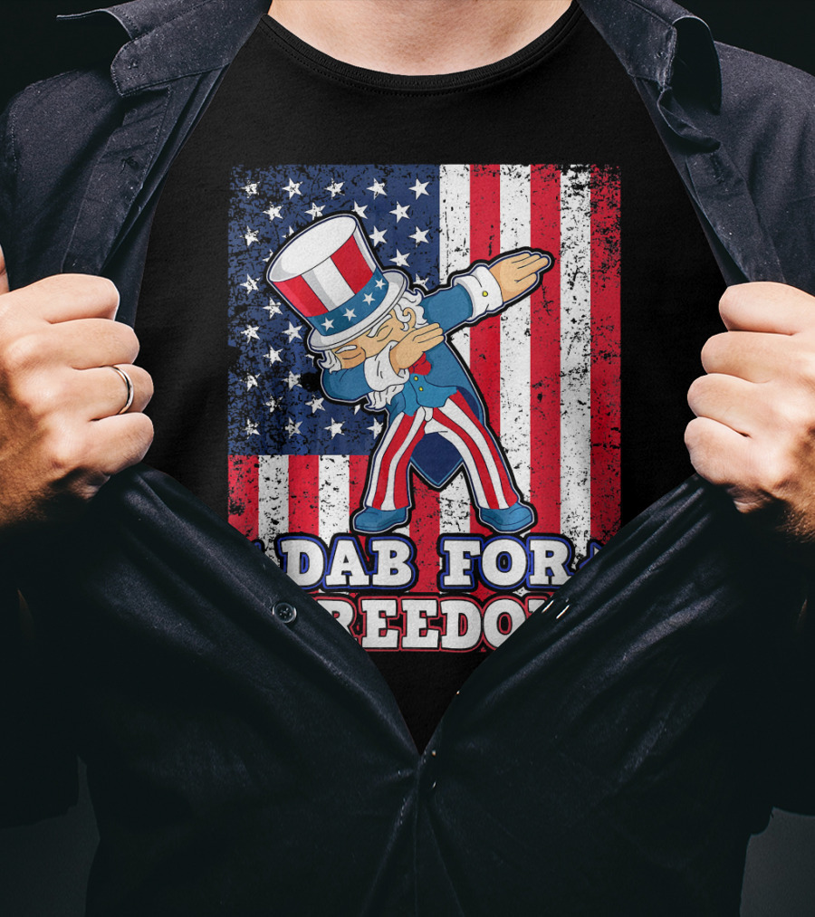 Uncle Sam Dabbing Dab For Freedom Patriotic Flag T-Shirt