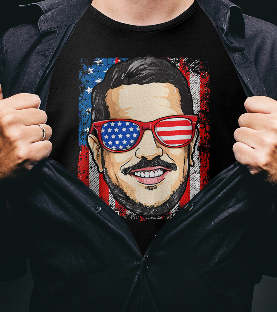 Impractical Jokers Patriotic Sal American Flag Sunglasses And Smiling Face T-Shirt