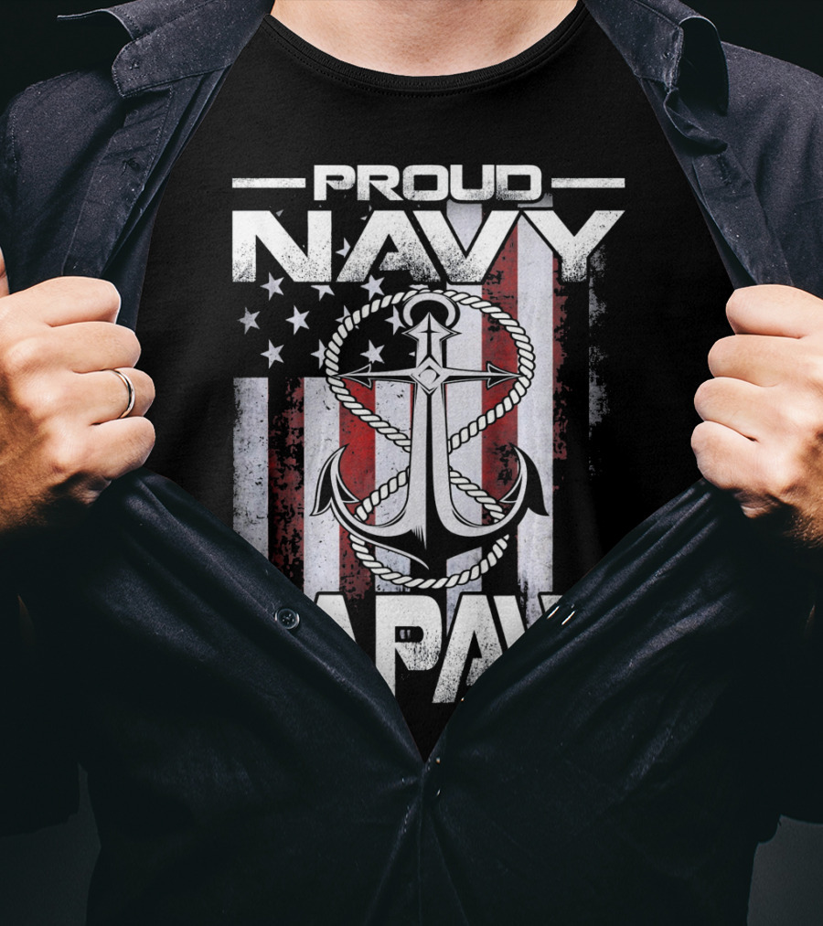 Proud Navy Papaw American Flag Anchor USA T-Shirt
