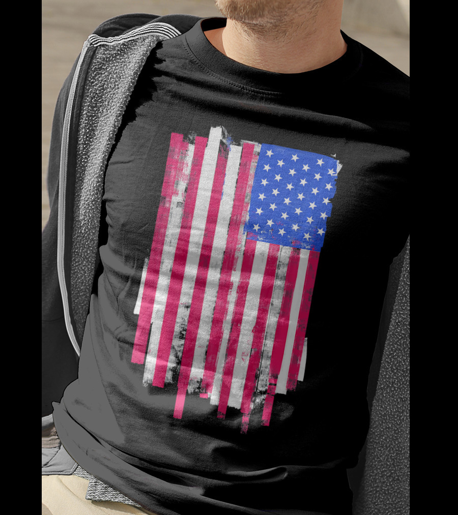 American Distressed USA Flag Patriotic T-Shirt
