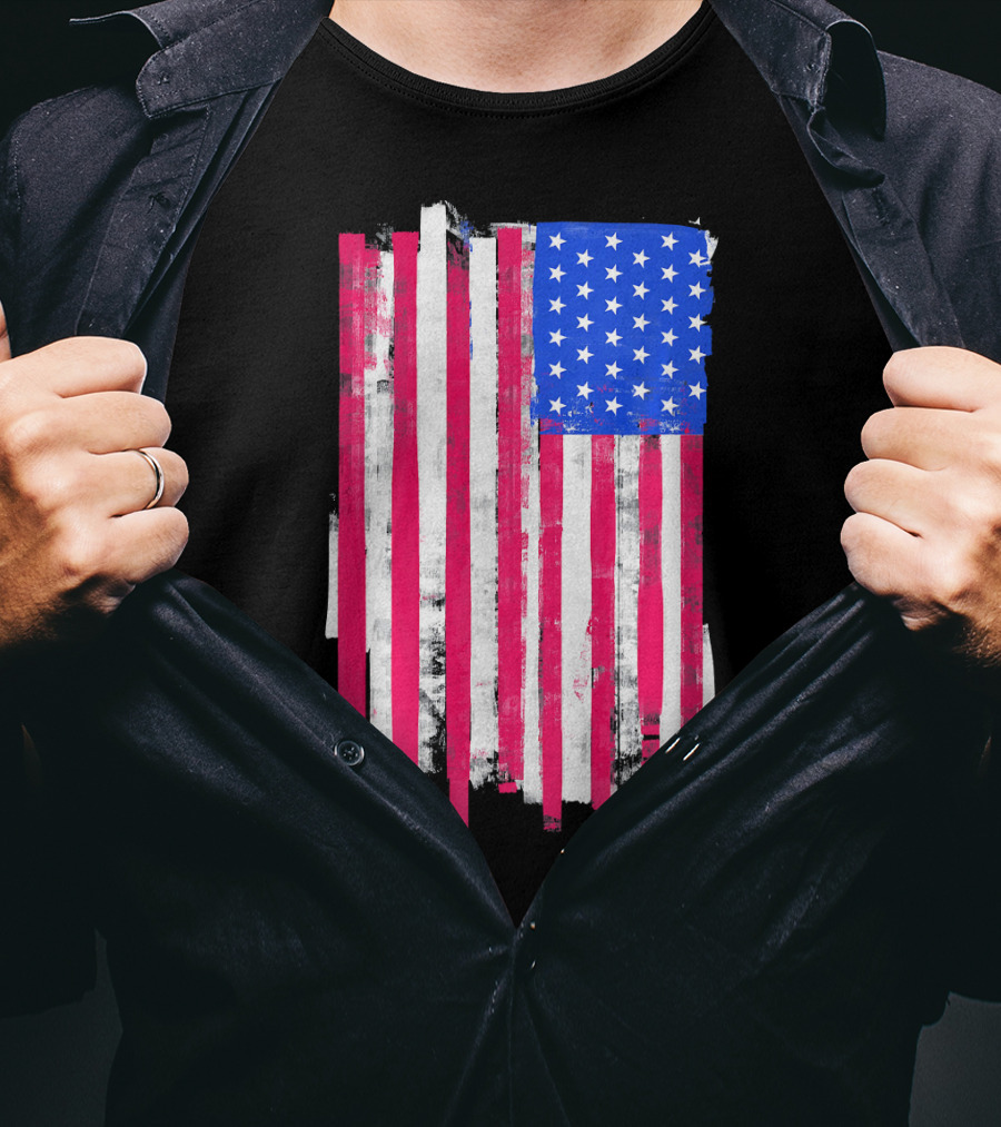 American Distressed USA Flag Patriotic T-Shirt