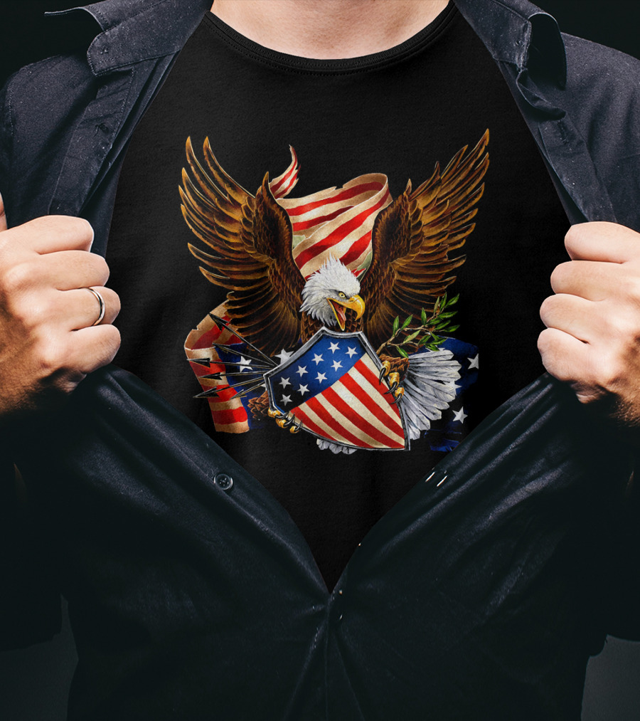 American Patriotic Eagle With Shield Arrows And Stars T-Shirt