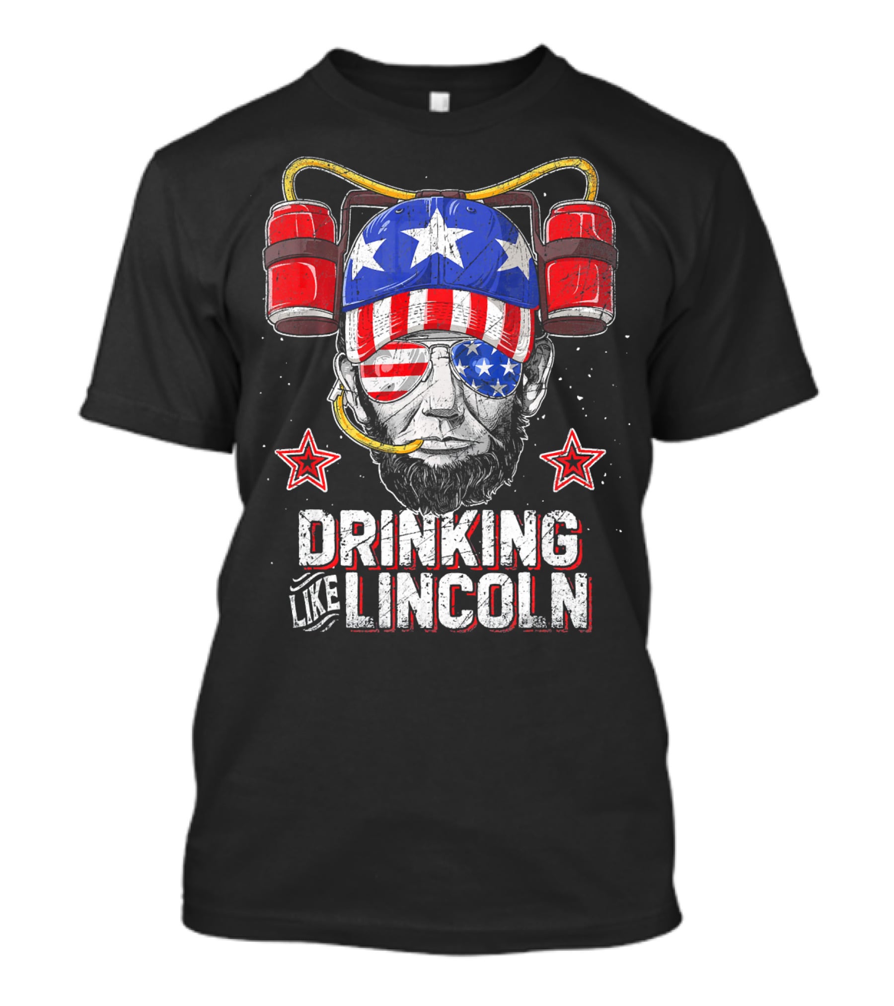 Drinking Like Lincoln Abraham Me American Patriotic Beer Helmet Stars Stripes T-Shirt